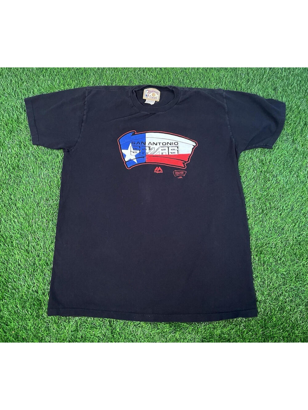 VTG Style San Antonio Spurs Basketball Texas Flag T-Shirt Mens Large